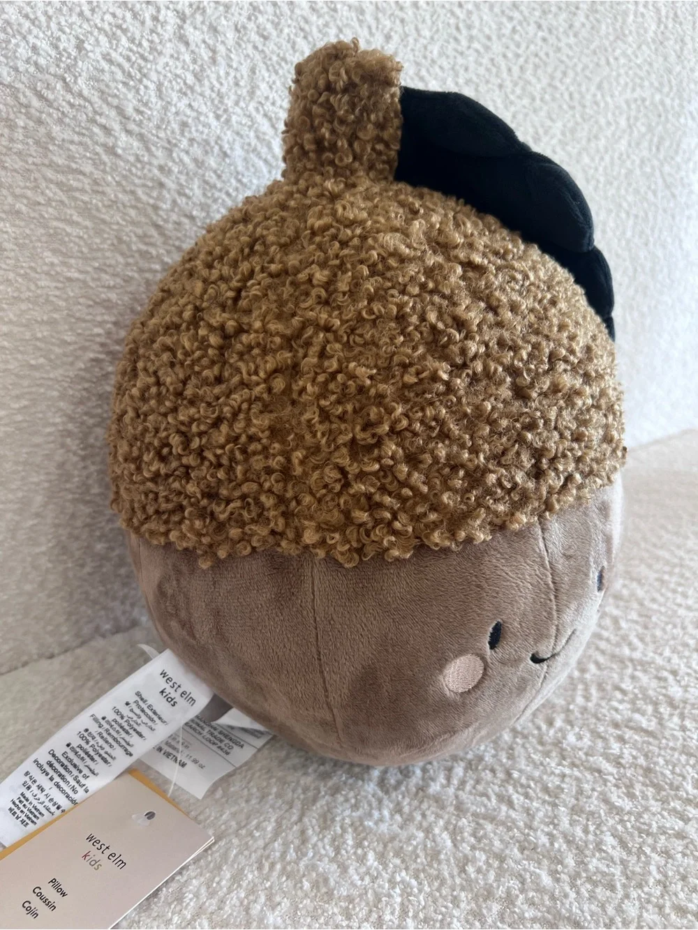West Elm Kids NWT Acorn Pillow Plush Brown Toy